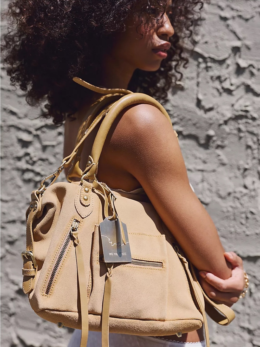 NWT Free People We The Free Suede Baby Emerson Bag Italian Straw